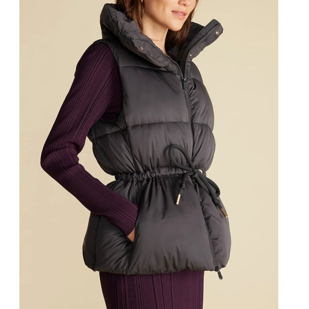 NWT Save The Duck Puffer Warm Vest, Black, 6/XL, Eco-Friendly, Drawstring Waist
